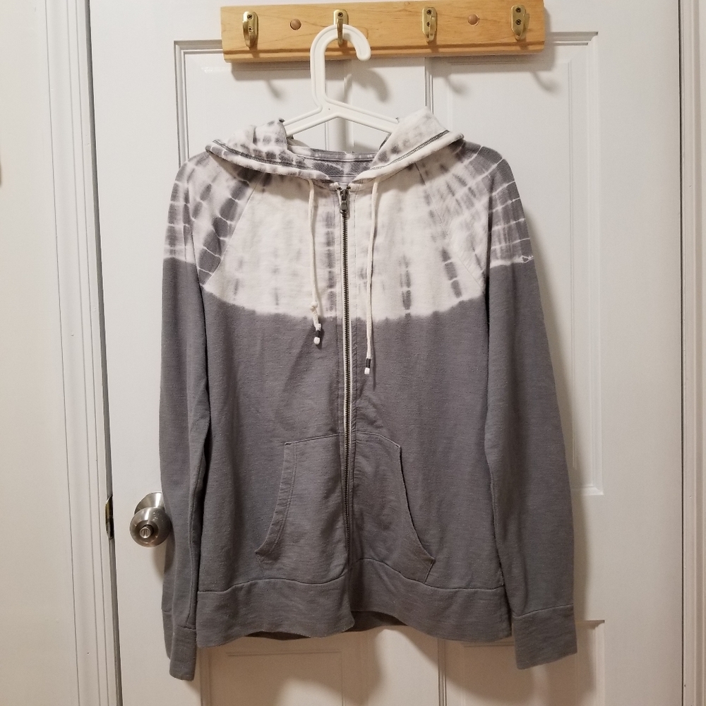 ♠ Sonoma Light Gray-White Tie-Dye Women's Hoodie